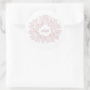 Search for round pink wedding stickers Monogrammed