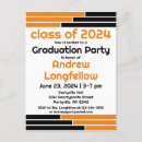 Search for black and orange graduation invitations High school