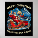 Search for santa and jesus posters In town