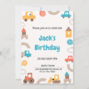 Search for cars and trucks birthday invitations Construction vehicles