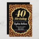 Search for animal 40th birthday invitations Leopard