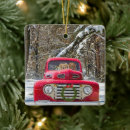 Search for red truck christmas tree decorations Retro