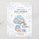 Search for balloon baby shower invitations Baby blue white green