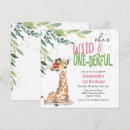 Search for giraffe 1st birthday invitations Safari
