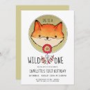 Search for wild one girl birthday invitations Fox