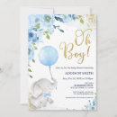 Search for elephant baby boy shower invitations Blue floral