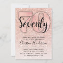 Search for rose gold 70th birthday invitations Glitter