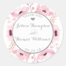 Search for silver pink wedding stickers Thank you