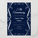 Search for navy silver anniversary invitations 25th