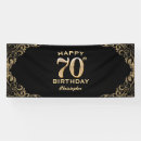 Search for 70th birthday banners Black and gold