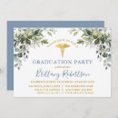 Search for botanical graduation invitations Dusty blue