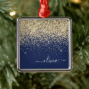 Search for gold and navy blue christmas tree decorations Glitter