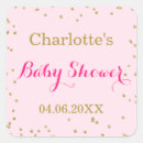 Search for pink gold confetti baby shower stickers For her