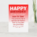 Search for funny for son in law birthday cards For him
