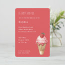 Search for ice cream cone birthday invitations Strawberry