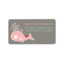 Search for pink whale return address labels Cute