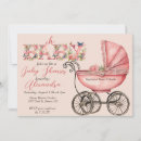 Search for vintage pram baby shower invitations Floral