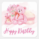 Search for teddy bear birthday stickers Pink