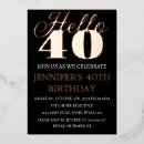 Search for black rose gold 40th birthday invitations Glam