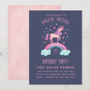 Search for unicorns rainbows birthday invitations Magical