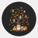 Search for autumn fall leaves stickers Owl