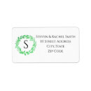 Search for monogram wreath return address labels Watercolor