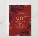 Search for red 90th birthday invitations Roses