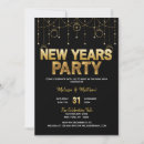 Search for black gold new years eve invitations Stars