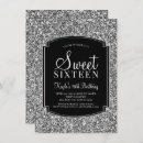Search for silver glitter sweet 16 invitations Sparkle