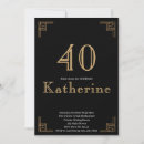 Search for art deco birthday invitations Black gold