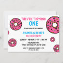 Search for horizontal twins 1st birthday invitations Pink