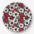 Search for black and white floral pattern plates Red