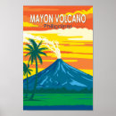 Search for volcano art Retro vintage travel