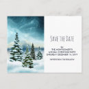 Search for winter wonderland save the date postcards Pine trees