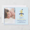 Search for modern 1st birthday invitations Blue