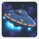 Search for alien spaceship stickers Illustration