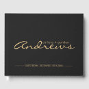 Search for black gold wedding guest books Typography