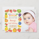 Search for fruit 1st birthday invitations Sweet one party