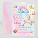 Search for magical unicorn birthday invitations Pink and purple