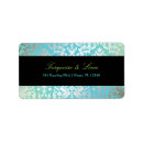 Search for turquoise and black return address labels Damask