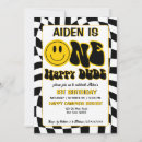 Search for one happy dude 1st birthday invitations Retro