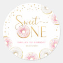 Search for pink and gold first birthday stickers Script