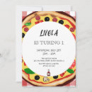 Search for pizza 1st birthday invitations Red