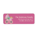 Search for pink carriage return address labels Baby shower
