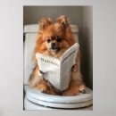 Search for funny bathroom posters Dog on toilet