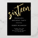 Search for black and gold sweet 16 invitations Sixteen