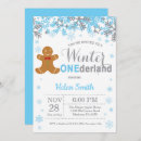 Search for blue and grey birthday invitations Winter onederland