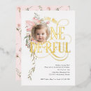 Search for one year old invitations Gold foil