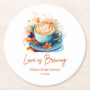Search for love is brewing coasters Bridal shower