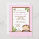 Search for girl monkey birthday invitations Polka